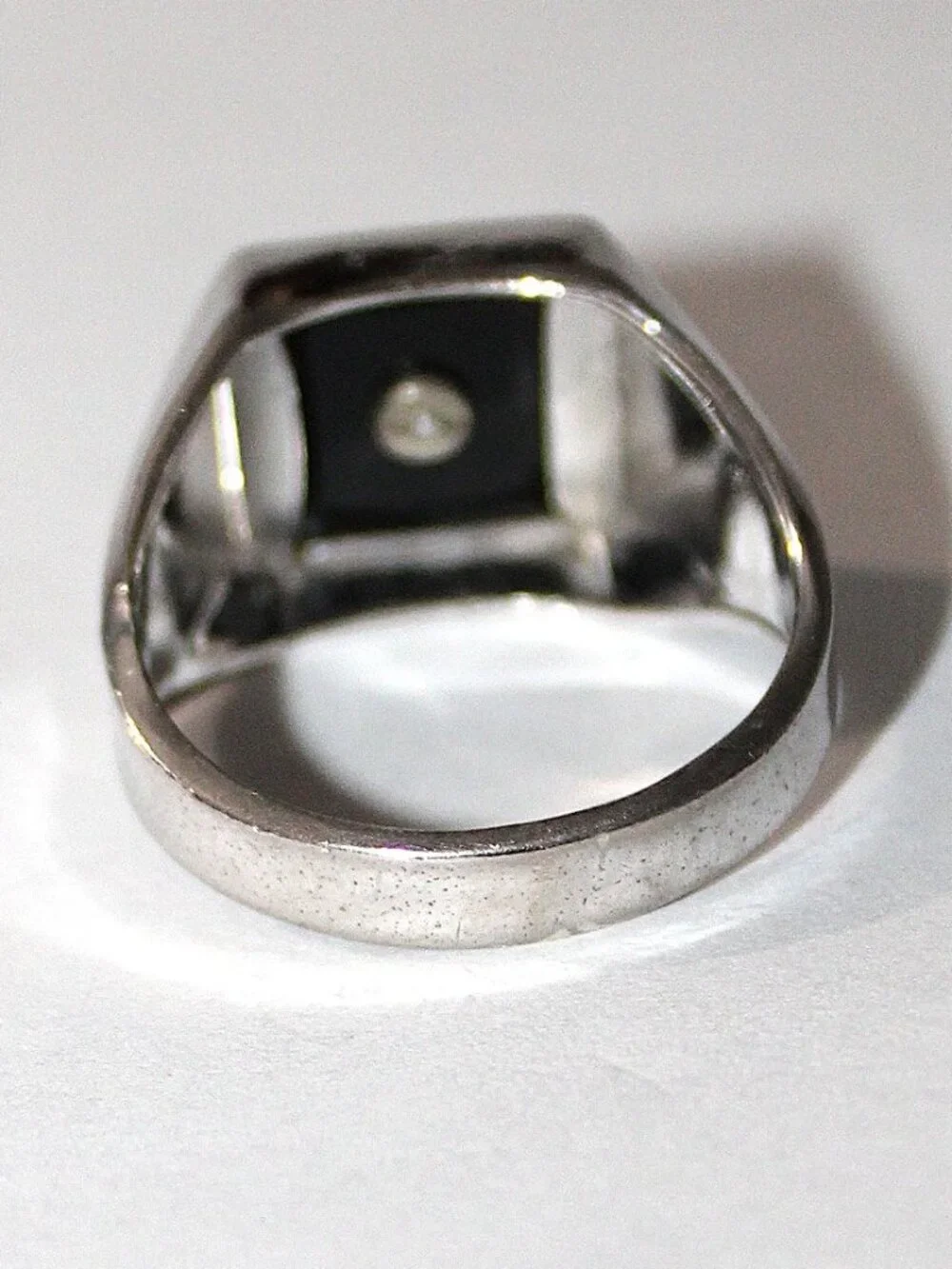 Sterling Silver Onyx Initial H Ring